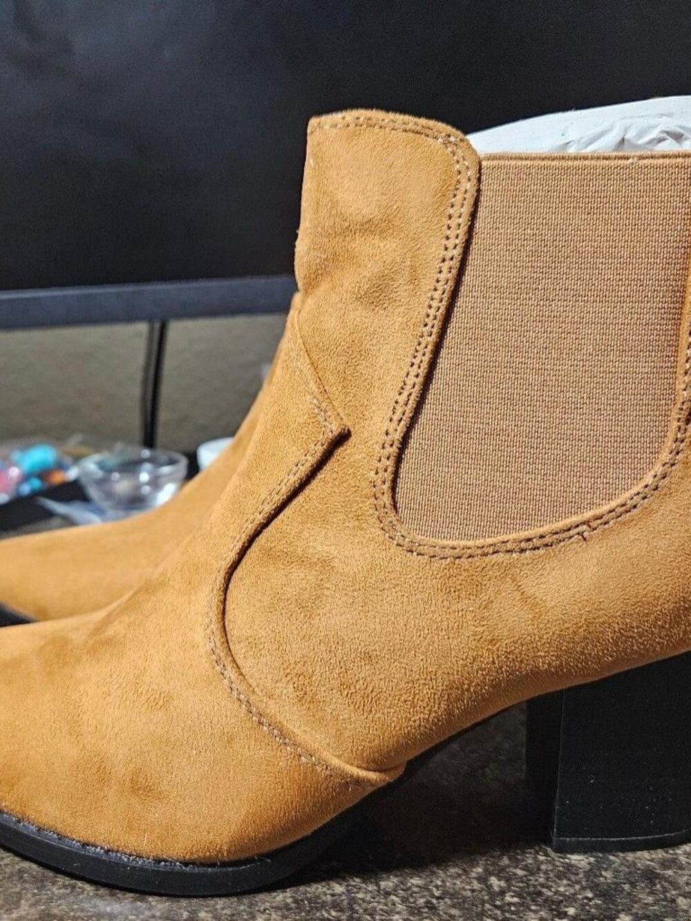 MaxMuxun Women's Chunky Heel Chelsea Ankle Boots Size 8 New